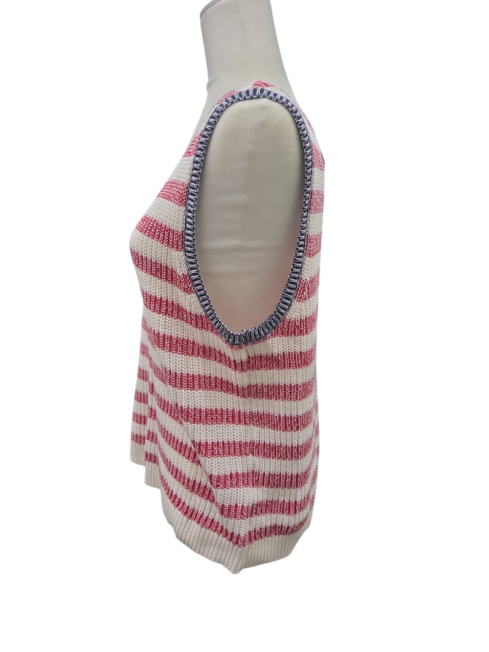 Lucky Brand Knit Tank Top Red White Blue Large - Picture 3 of 9